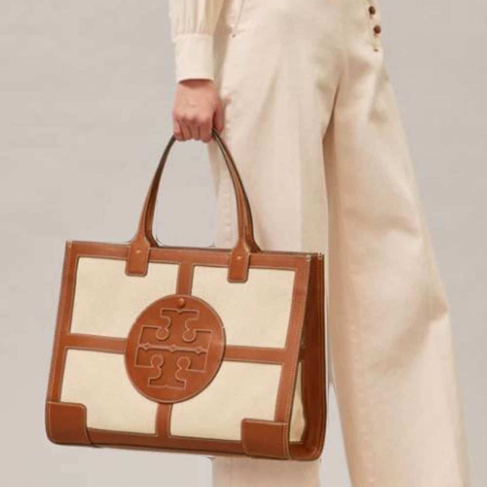 Tory burch Ella Quadrant Large Canvas Tote